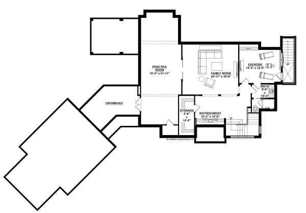 House Blueprint - European Floor Plan - Lower Floor Plan #928-342