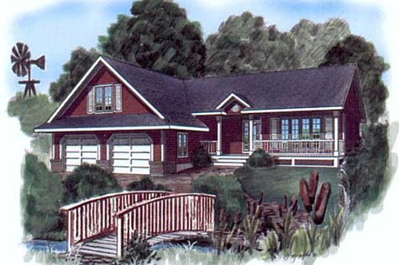 Exterior - Front Elevation for Ranch House Plan #409-112 - 3 bed, 2 bath