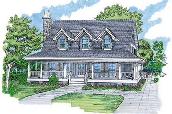Exterior - Front Elevation for Southern House Plan #47-347 - 3 bed, 2 bath