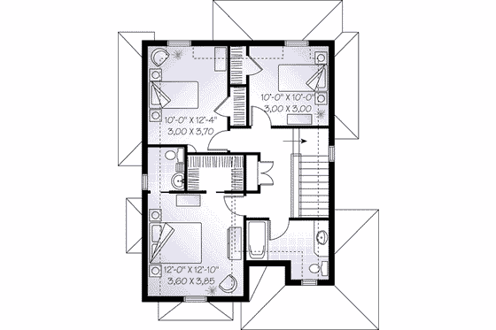Floor Plan - Upper Floor for European House Plan #23-550 - 3 bed, 2.5 bath