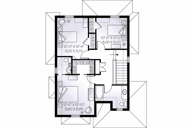 Architectural House Design - Floor Plan - Upper Floor for European House Plan #23-550 - 3 bed, 2.5 bath