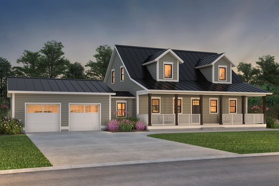 Exterior - Front Elevation 4 for Farmhouse House Plan #497-8 - 3 bed, 3.5 bath