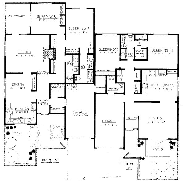 Modern Style House Plan - 2 Beds 1 Baths 3073 Sq/Ft Plan #303-130 ...