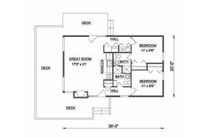 Floor Plan - Main Floor for Cabin House Plan #116-104 - 2 bed, 2 bath
