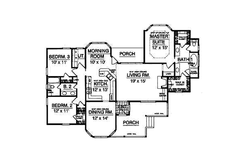 House Blueprint - Floor Plan - Main Floor for Country House Plan #40-113 - 3 bed, 2 bath
