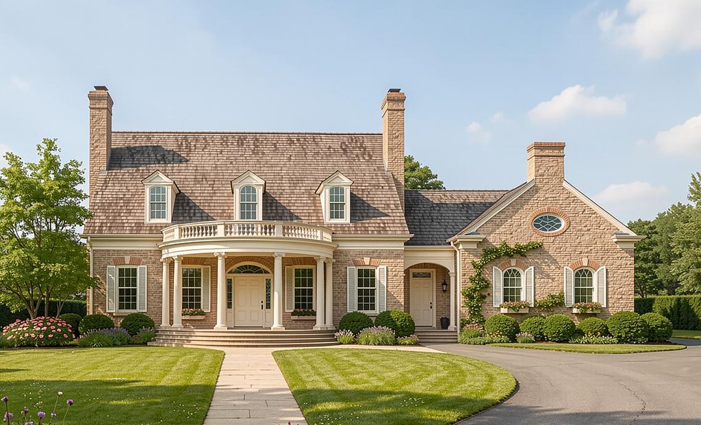 Exterior - Front Elevation 2 for Classical House Plan #137-127 - 4 bed, 3 bath