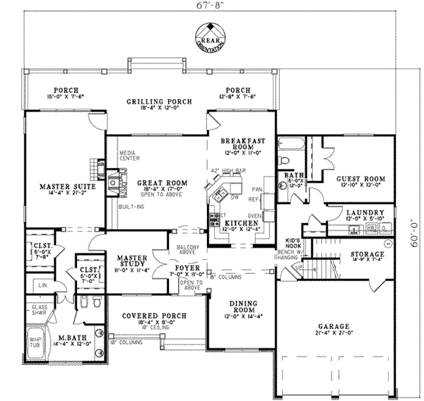 European Floor Plan - Main Floor Plan #17-2134