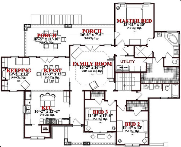 Craftsman Floor Plan - Main Floor Plan #63-189