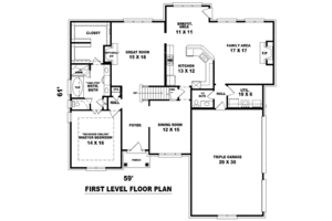 Floor Plan - Main Floor for Traditional House Plan #81-1040 - 4 bed, 3.5 bath