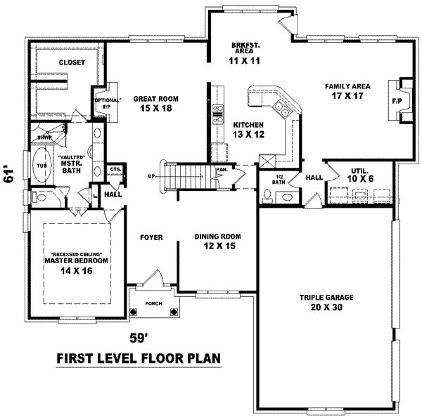 Traditional Floor Plan - Main Floor Plan #81-1040