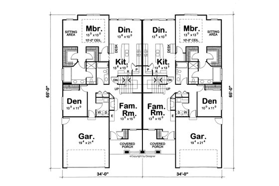 Floor Plan - Main Floor for Bungalow House Plan #20-2136 - 3 bed, 3 bath