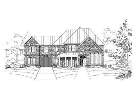 Exterior - Front Elevation for European House Plan #411-268 - 4 bed, 3.5 bath
