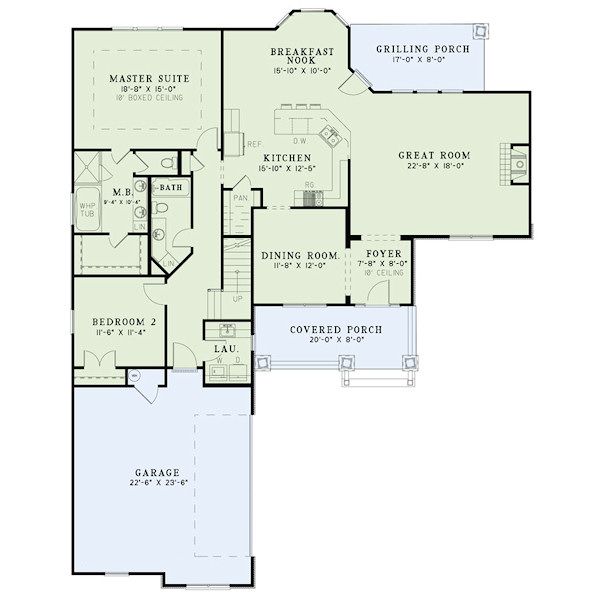 Architectural House Design - Craftsman Floor Plan - Main Floor Plan #17-2413
