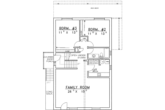 Floor Plan - Lower Floor for Traditional House Plan #117-327 - 3 bed, 2.5 bath