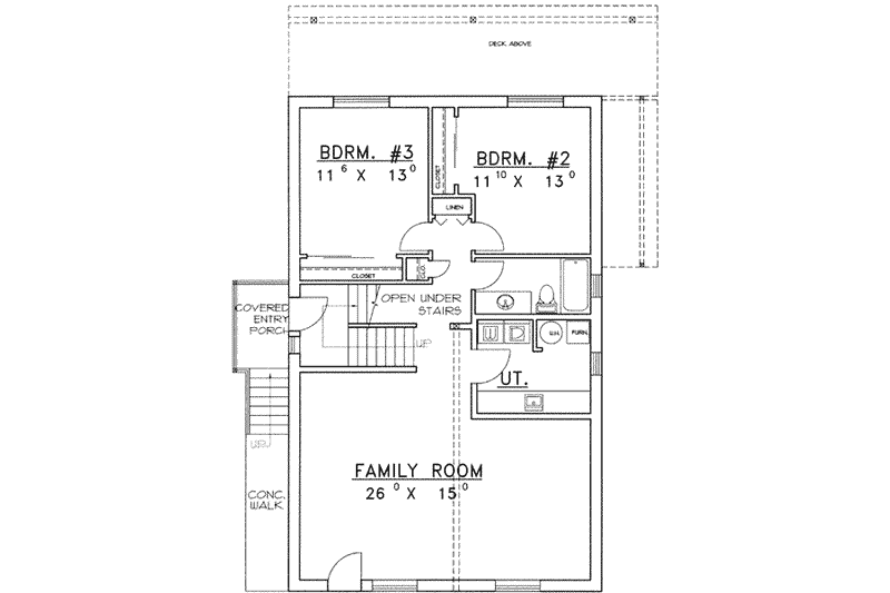 Architectural House Design - Floor Plan - Lower Floor for Traditional House Plan #117-327 - 3 bed, 2.5 bath