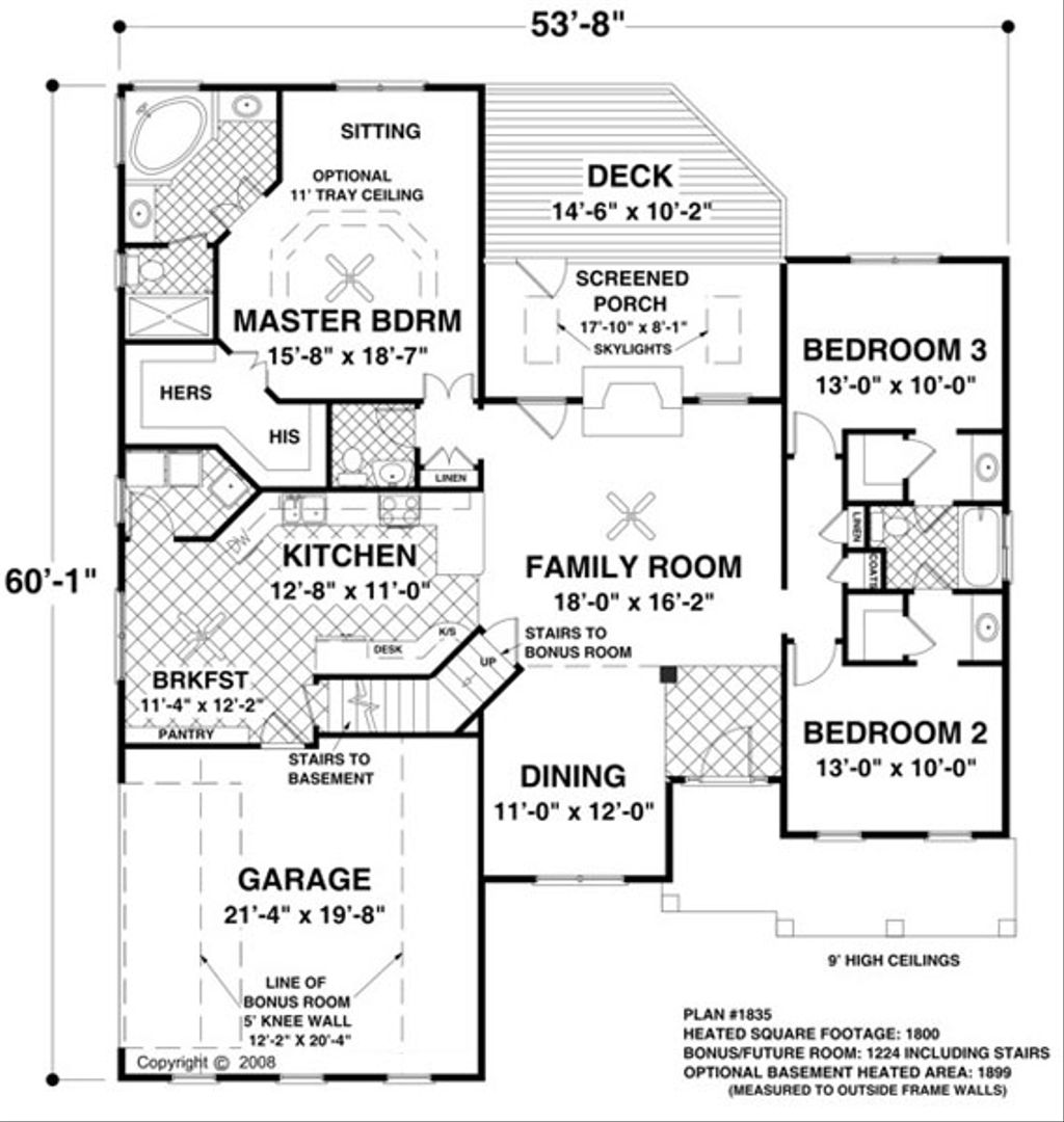 Colonial Style House  Plan  3 Beds 2 5 Baths 1800  Sq  Ft  