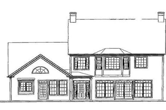 Exterior - Rear Elevation for Colonial House Plan #54-150 - 4 bed, 3.5 bath