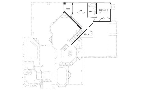 Floor Plan - Upper Floor for European House Plan #417-362 - 4 bed, 3 bath