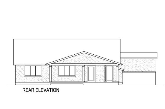 Exterior - Rear Elevation for Ranch House Plan #569-64 - 3 bed, 2.5 bath
