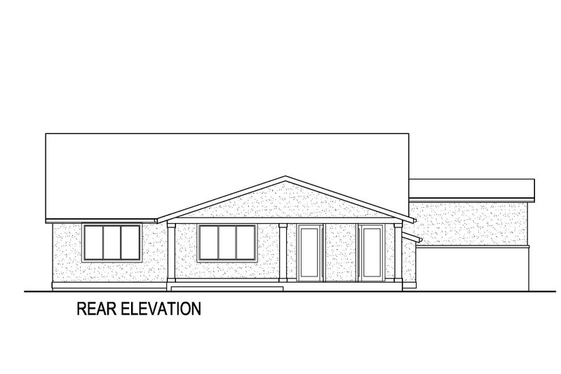 House Plan Design - Exterior - Rear Elevation for Ranch House Plan #569-64 - 3 bed, 2.5 bath