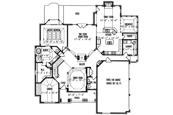 Floor Plan - Main Floor for Traditional House Plan #54-130 - 4 bed, 3.5 bath