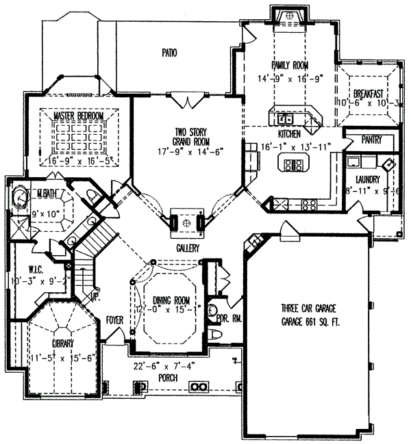 House Plan Design - Traditional Floor Plan - Main Floor Plan #54-130