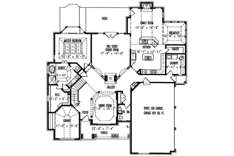Architectural House Design - Floor Plan - Main Floor for Traditional House Plan #54-130 - 4 bed, 3.5 bath
