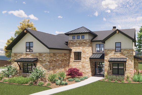 Exterior - Front Elevation 3 for Mediterranean House Plan #1096-29 - 4 bed, 3.5 bath