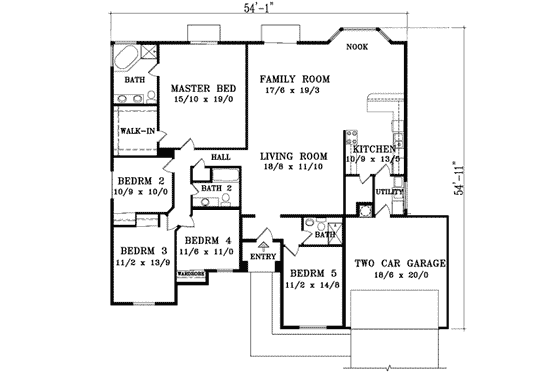 Floor Plan - Main Floor for Adobe / Southwestern House Plan #1-1082 - 5 bed, 3 bath