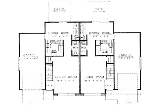 Floor Plan - Main Floor for Traditional House Plan #303-238 - 2 bed, 1.5 bath