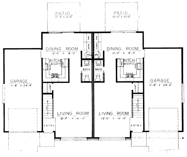Floor Plan - Main Floor for Traditional House Plan #303-238 - 2 bed, 1.5 bath