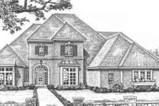 Exterior - Front Elevation for European House Plan #310-513 - 4 bed, 3.5 bath