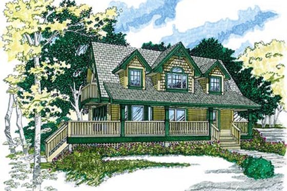 Exterior - Front Elevation for Country House Plan #47-383 - 3 bed, 2 bath