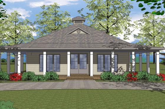 Exterior - Front Elevation for Southern House Plan #8-293 - 3 bed, 2 bath