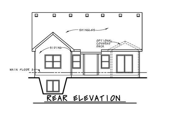 Exterior - Rear Elevation for Ranch House Plan #20-2304 - 2 bed, 2 bath