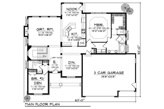 Floor Plan - Main Floor for European House Plan #70-866 - 2 bed, 2 bath
