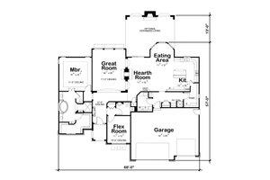 Floor Plan - Main Floor for Ranch House Plan #20-2306 - 1 bed, 1.5 bath