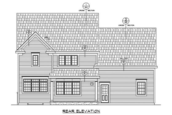 Exterior - Rear Elevation for Traditional House Plan #20-2319 - 4 bed, 2.5 bath