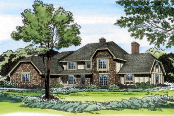 Exterior - Front Elevation for European House Plan #312-773 - 5 bed, 4 bath