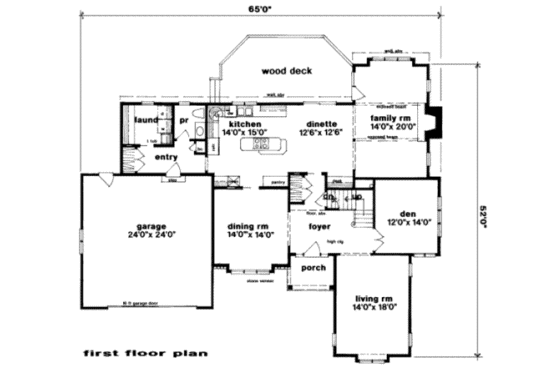 Floor Plan - Main Floor for Traditional House Plan #328-114 - 3 bed, 2.5 bath