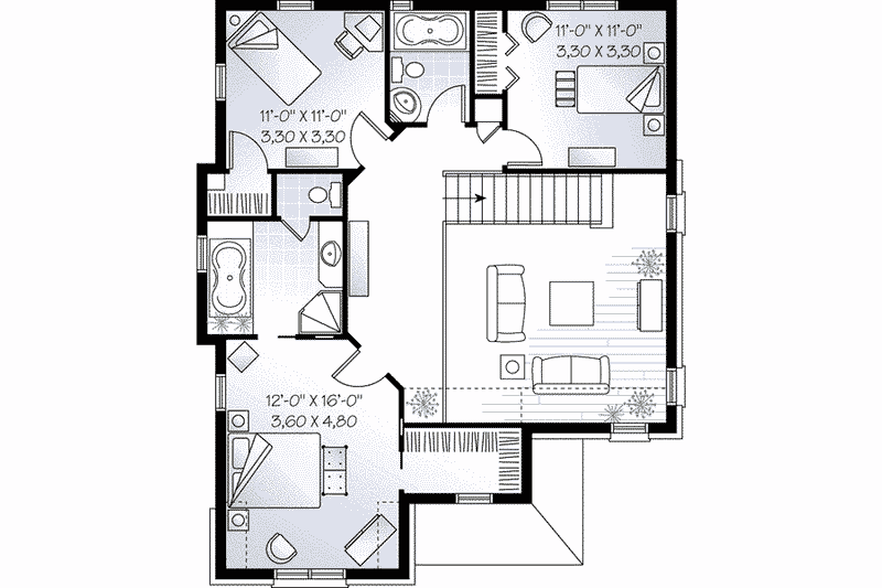 Dream House Plan - Floor Plan - Upper Floor for European House Plan #23-582 - 3 bed, 2.5 bath