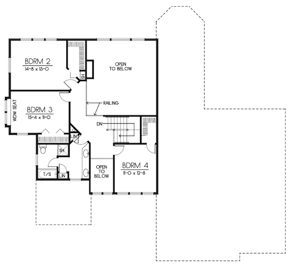 Traditional Floor Plan - Upper Floor Plan #100-460
