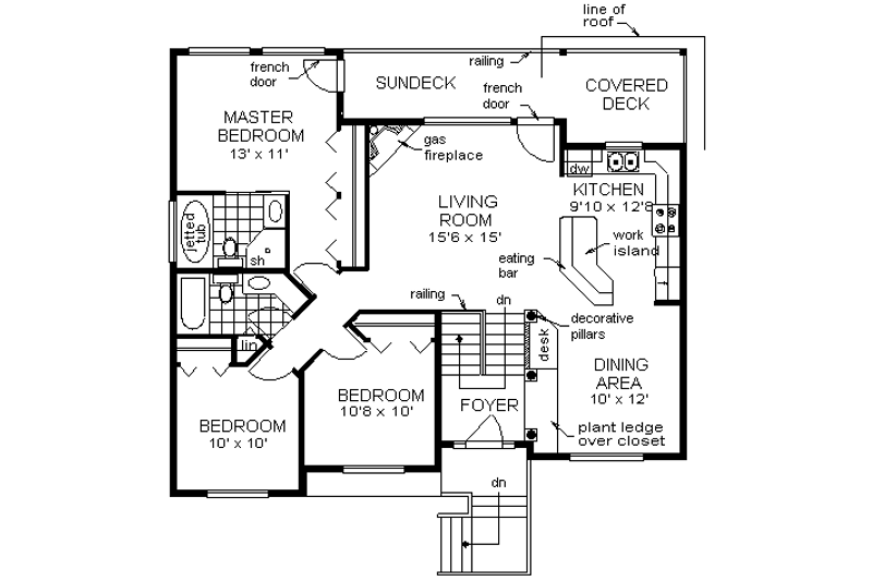 House Design - Floor Plan - Main Floor for Traditional House Plan #18-309 - 3 bed, 2 bath