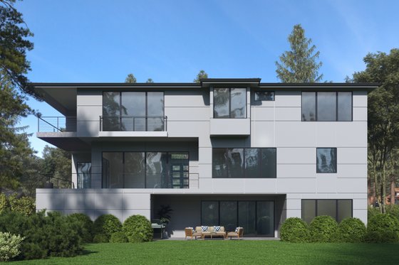 Exterior - Rear Elevation for Modern House Plan #1066-84 - 5 bed, 5.5 bath