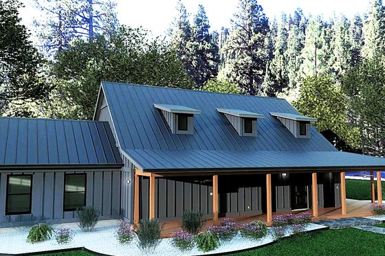 Exterior - Front Elevation 3 for Barndominium House Plan #1104-2 - 3 bed, 3.5 bath