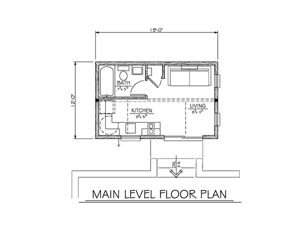 House Plan Design - Floor Plan - Main Floor 1 for Traditional House Plan #1122-10, 1 bath