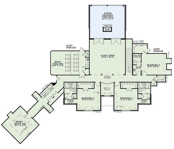 Home Plan - European Floor Plan - Upper Floor Plan #17-2366