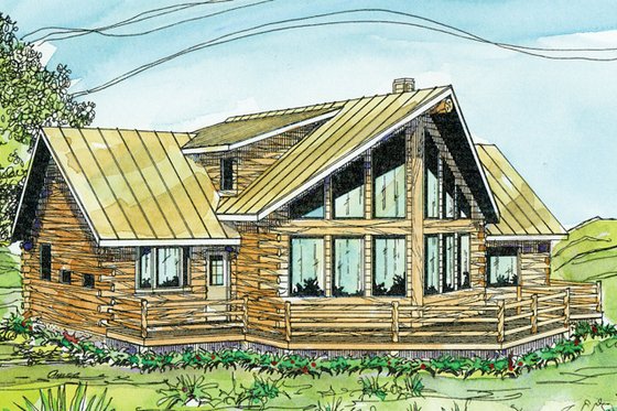 Exterior - Front Elevation 7 for Cabin House Plan #124-264 - 3 bed, 2.5 bath