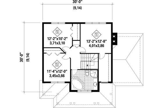 Floor Plan - Upper Floor for Country House Plan #25-4551 - 3 bed, 1 bath