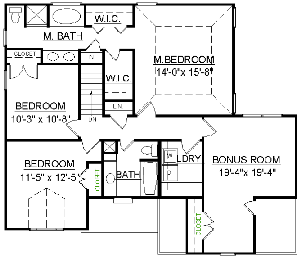 House Blueprint - European Floor Plan - Upper Floor Plan #119-279